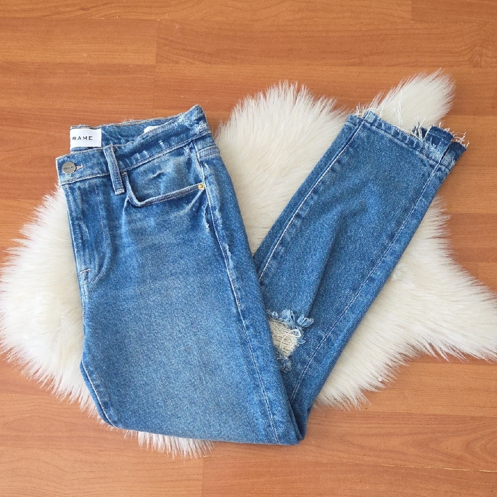 Frame Denim Women's Le High Skinny Crop Jeans Sz 25 Clarin Rips - Picture 3 of 9